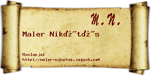 Maler Nikétás névjegykártya